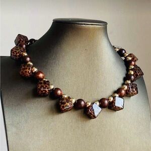 NWT Chic Leopard Print Brown Dice 🎲 Necklace